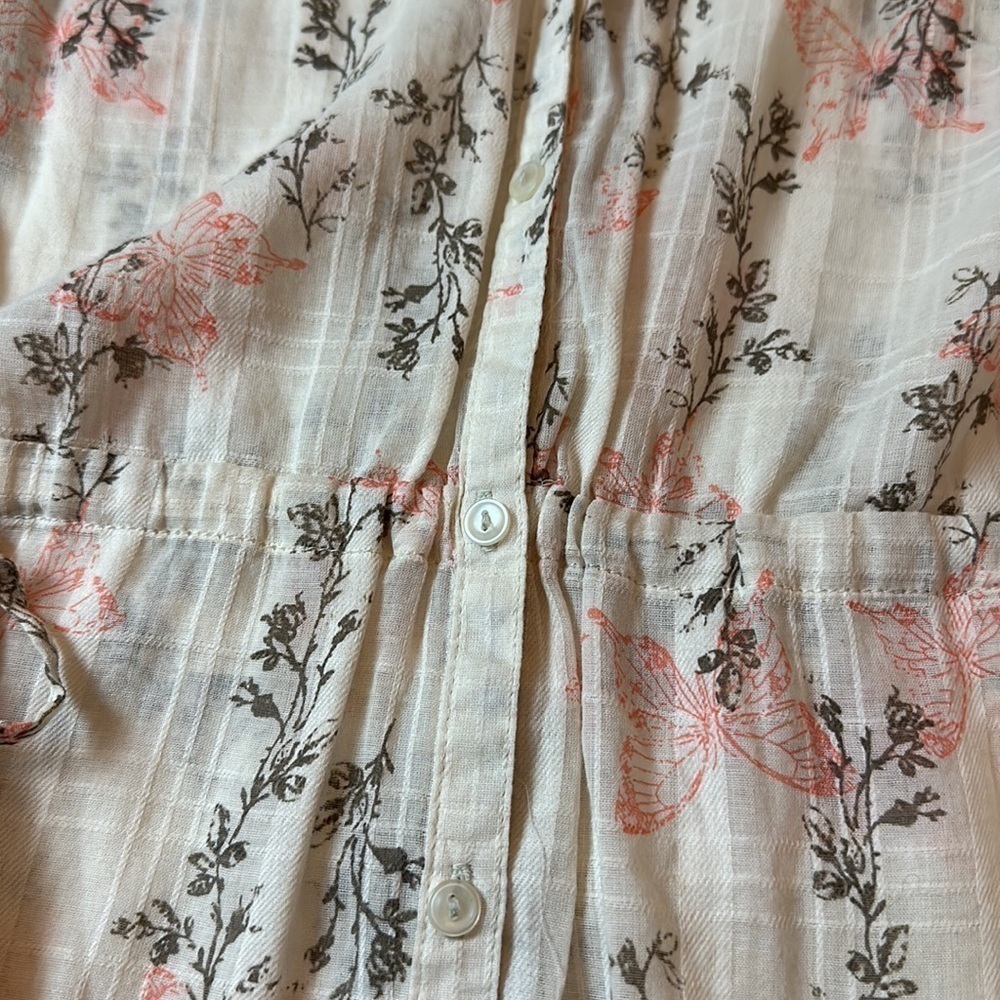 Button down sheer blouse with butterfly print - image 5